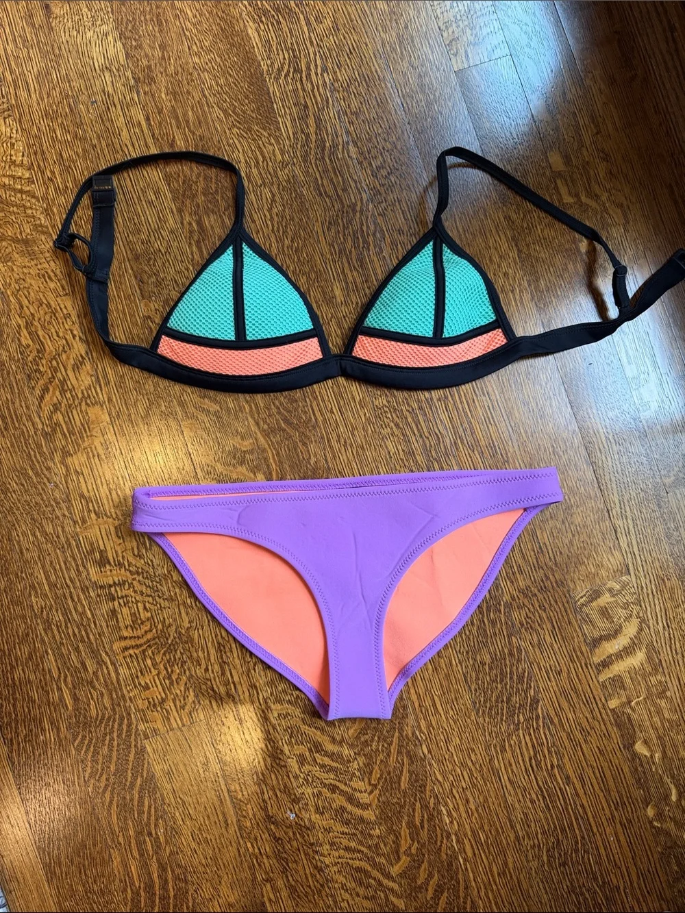 triangl swimwear Colorblock Triangle Bikini in Mint, Coral & Purple